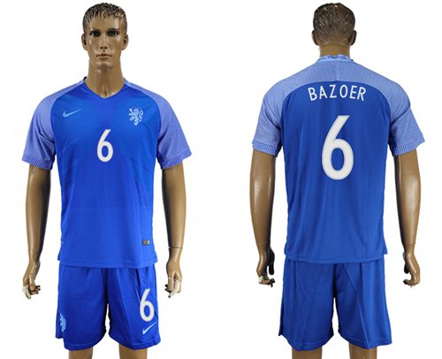 Holland #6 Bazoer Away Soccer Country Jersey